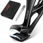 FUMAX Angled Large Nail Clippers for Seniors, Toenail Clippers for Thick Toenails Nails, Mess Free Toe Nail Clippers with Catcher, Arthritis Nail Cutter with Wide Jaw for Men Women-Black