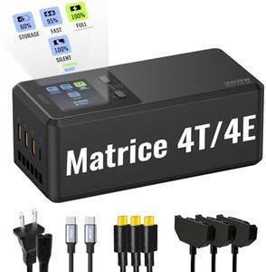LKTOP 300W Matrice 4 Series Battery Charging Hub Super Fast Charger for DJI Matrice 4T/4E Drone Accessories, 60% Storage/Silent/Output Mode, LCD Display Screen (Parallel Charge 3 Batteries: 1hr 12min)