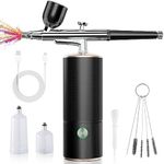 yygywen Airbrush Kit with Compressor, 30PSI Rechargeable Cordless Airbrush Gun, Auto Handheld Airbrush Set, Protable Air Brush for Nail Art, Makeup, Barber, Model Painting, Cake (BlackGold), WEN02