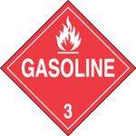 Accuform Signs MPL304VS1 Adhesive Vinyl Hazard Class 3 DOT Placard, Legend "Gasoline 3" with Graphic, 10-3/4" Width x 10-3/4" Length, White on Red