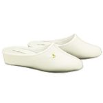 ZEROSTRESS - MIA Women's Wedge Slippers - Genuine Cow Leather - Suede Sole - Woodwedge Heel - Made In Canada (White, 8, numeric_8)