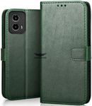 SHINESTAR Motorola Moto G34 5G / G45 5G Flip Back Cover | PU Leather Flip Cover Wallet Case with TPU Silicone Case Back Cover for Motorola Moto G34 5G / G45 5G - Unique Green