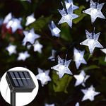 Solar String Lights Garden, 23ft 50 LED Star Fairy Lights Outdoor Solar Powered Led Star String Light Waterproof 8 Modes Decorative Light for Garden Patio Yard Home Wedding Party, Cool White