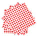 MIXIDON Paper Napkins 3-ply 80PCS 5x5 Inch Beverage Gingham Disposable Paper Serviettes Dinner Napkins Red