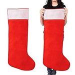 BELLE VOUS Jumbo Christmas Stocking Bag (2 Pcs) - 100cm Long Red and White Felt Xmas Stocking - Christmas Stockings Large - Santa Socks Sack Bag for Fillers Gift Fireplace Christmas Decoration