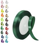 10mm Dark Green Ribbon for Gift Crafting,22M Green Polyester Ribbon Double Sided Satin Ribbon Gift Ribbon Christmas Ribbon Gift Wrapping,Fabric Thick Ribbon for Presents Bouquets Cake Wedding Decor