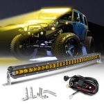 CO LIGHT 20 Inch Curved Amber LED Light Bar - Slim Single Row Design 9720LM Yellow Fog Light for Off-Road ATV Truck Tractor UTV Marine - Flood Beam Behind Grille Mount with Wiring Harness