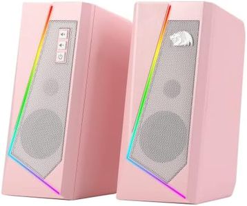 Redragon GS520 RGB Desktop Speakers, 2.0 Channel PC Computer Stereo Speaker with 6 Colorful LED Modes, Enhanced Sound and Easy-Access Volume Control, USB Powered w/ 3.5mm Cable, Pink…