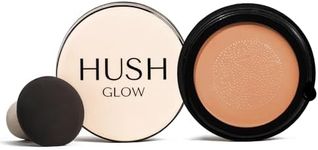 Hush Glow™ Foundation Cushion SPF 30–Skincare-Infused Lightweight Foundation Mushroom Applicator for Mature Skin,Hyaluronic Acid & Peptides, Buildable Natural Coverage, Non-Cakey Finish (Caramel Glow)
