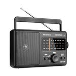 Retekess TR626 Portable Radio Mains and Battery,Transistor Radio FM AM LW SW with Excellent Reception,Bluetooth,Headphone Jack,Large Speaker,for the Elderly (Black)