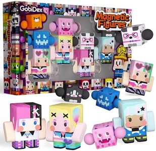 GobiDex 8PCS Magnetic Figures Playset, Travel Toys with Rotatable Animal and Character for Kids & Toddlers, Compatible with Magnet Building Blocks, Educational Sensory Pretend Play Gift