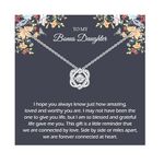 NOURISHLOV Bonus Daughter Gifts, Sterling Silver Interlocking 2 Hearts Necklace for Bonus Daughter, Unbiological Daughter Gift, Daughter Birthday Gift Ideas, Wedding Christmas Jewelry, Sterling