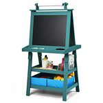 Maxmass 3 in 1 Kids Art Easel, Double-Sided Whiteboard & Chalkboard with Paper Roll, Art Drawing Board Stand for Nursery and Baby Toddler Junior Bedrooms (Green)