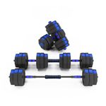 DlandHome Dumbbells Anti Rolling Fitness Dumbbells 55 Pounds Adjustable Dumbbells (Pair), Iron Sand Mixture Octagonal Designed, Blue & Black,40YZWD002-25BB-DCA