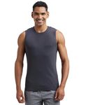 Jockey 9930 Men's Super Combed Cotton Rib Solid Round Neck Muscle Vest_Graphite_L