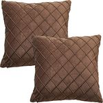 GONOVE Velvet Cushion Covers 40 X 40cm Soft Decorative Throw Pillow Cases Set of 2 Square Pillow Covers Brown Pillowcases with Invisible Zipper for Home Couch Sofa Bed