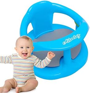 Edibaby, Asiento Bañera para Bebe de 6 a 24 Meses, Silla con 4 ventosas, Antideslizante con Reposabrazos y Respaldo Alto, Soporta hasta 30kg (Azul)