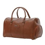 GOLDLINE Leather Travel Duffle Bag/Duffle Bag for Men and Women with Shoe Compartment/Truffle Bags/Gym Bag for Men and Women Travelling Bag/(Weather Resistant, 50L, Tan)