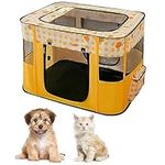 Foldable Portable Pet/Dog Playpen Crate,Pet Exercise Pen Tents Dog Kennel House Playground for Puppy Dog/Kitten Cat Indoor Outdoor Travel Camping Use70X55X45CM (S,Yellow)