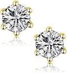 JINAO Moissanite Stud Earrings 0.2-4.0 Carat Round Brilliant Cut Moissanite Sterling Silver Earrings Set for Women and Men Include Gift Box(Gold,0.6ct)