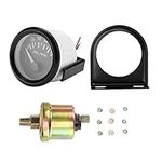 Suuonee Oil Pressure Gauge,52mm/2in 12V Universal Car Electromagnetic Oil Pressure Gauge Indicator Auto Modified Meter