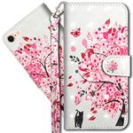 iPhone 7 Wallet Case, iPhone 8 Premium PU Leather Case, COTDINFORCA 3D Creative Painted Effect Design Full-Body Protective Cover for Apple iPhone 7/iPhone 8-4.7 inch. PU- Tree Cat