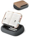 Viozon Book Holder for Reading in Bed,with Storage,Lap Desk,for A3~A5 Book&7~15" Tablet/Laptop,Beanbag Reading Pillow,Page Holder, Multi-Angle Book Stand for Hands-Free Reading,Natural Wood