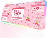 JMIYAV Kawaii RGB Gaming Mouse Pad PC XL Large Extended Glowing Led Light Up Desk Pad Non-Slip Rubber Base Computer Keyboard and Mouse Pad Cool Cute Mousepad Mat Gaming Over 80 * 30cm
