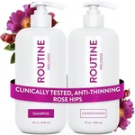 Routine Wellness Anti-Thinning Shampoo and Conditioner Set for Thinning Hair - Biotin DHT Blocker Women & Men - Color Safe Shampoo for Hair Loss & Healthier Growth - Rose Hips (Pack of 2)