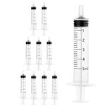 10 Pack 5ml Plastic Syringe without Needle,Sterile Syringe for Feeding,Liquid Measuring Syringe Tool for Lab, Measuring, Watering, Refilling, Feeding Pet, Oil,Glue Applicator(5ml 10PCS)