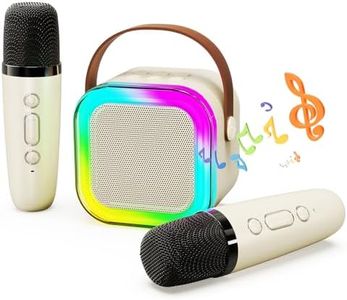 HOTOIQ Karaoke Machine with Two Wireless Microphones for Adults and Kids, Rechargeable Portable Wireless Speaker with Colorful LED Light, Perfect for Home Party, Meeting, Wedding, Outdoor/Indoor