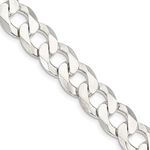 925 Sterling Silver Polished Lobster Claw Closure 11.75mm Close Link Flat Curb Chain Bracelet Jewelry for Women - 23 Centimeters