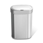 Ninestars DZT-80-24 Automatic Motion Sensor Trash Can with Adjustable Sensor Range, Stainless Steel Base, Silver Lid, 21 Gallon