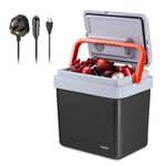 VonShef 24L Electric Cool Box, Large Insulated Cooler Box with Hot & Cold Functions & Three Power Options (3-Pin 240v Wall Plug, USB-A & 12v Car Plug), Festival Camping Accessories with Removable Lid