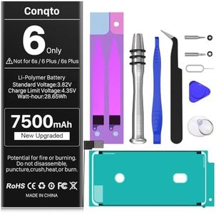 Conqto 7500mAh Upgraded Battery for iPhone 6, 2024 New Version Ultra-High Capacity 0 Cycle Replacement Battery for iPhone 6 A1586,A1589,A1549 with Professional Repair Tool Kits & Instructions