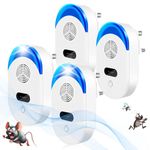 Ultrasonic Pest Repeller 4 Pack - Powerful Mouse Repeller Plug in Pest Control - Ultrasonic Rat Repellent- Electronic Mosquito Repellent - Ideal for Mice,Mosquitoes,Moths, Ants Etc. (4 PACK)