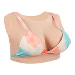 KUMIHO Silicone Breat Forms Realistic Breastplates Crossdresser Round Neck Breasts for Transgender Drag Queen D Cup Ivory White.