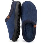 MERRIMAC Men's Slip-on Slippers Comfy Memory Foam Non-slip Indoor House Shoes Navy Blue,9/10 UK