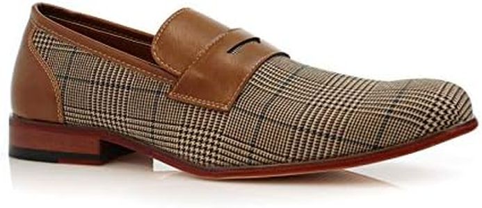 Ferro Aldo Sidney MFA19371 Mens Casual Classic Penny Loafer Dress Shoes, Brown Plaid, 10.5