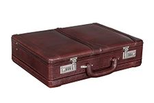 BRAND LEATHER Luxury Top Grain Genuine Leather Expandable Briefcase (BROWN 2)