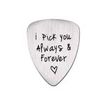 Street27® Guitar Pick I Pick You Always Forever Letter Titanium Steel Guitar Pick Necklace Music Jewelry Pendant Gift DIY for Electric Acoustic Bass Guitar