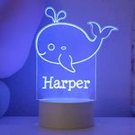 ETCHEY Personalized Whale Night Light, Whale Night Light, Girl's Room, Custom Night Light, Kid's Bedroom Decor Children's Light, Kids Bedroom