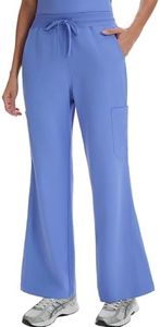 VECARDI Scrub Pants for Women High Rise 4-Way Stretch Flare 6 Pockets