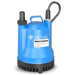 1676 GPH Submersible Water Pump 1/4 HP Utility Pump, Electric Water Pump Thermoplastic Sump Pump Portable for Basement Pool Draining Hot Tubs Garden Pond with 25ft Long Power Cord