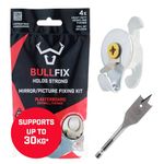 Bullfix Mirror/Picture Hanging Kit - Heavy Duty Plasterboard Fixings for Pictures, Mirrors and Canvases - 4 Bullfix Universal Fixings with Collars, Hooks and a 20mm Drillbit, Picture Frame Fixings Kit