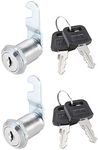 uxcell Cam Lock 1" Cylinder Length Cabinet Locks with No.1 Cam, Fits on 5/8" Max Thickness Panel, Keyed Different Zinc Alloy Secure File Keyed Cam Locks 2Pcs