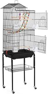 Yaheetech Bird Cage 64-inch Play Open Top Medium Small Parrot Parakeet Bird Cages with Detachable Rolling Stand for Parrot Lovebirds Finches Parakeets Budgie Parrotlet Conures, Pet Flight Birdcage