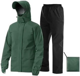 iCreek Rain Suit Waterproof Breathable Lightweight 2-Piece Rain Gear Unisex（XXL, Dark Green）