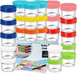 Glass Baby Food Storage Containers with Labels- Baby Food Storage Jars With Lids 4 oz, Baby Food Maker, Leak Proof Microwave & Dishwasher Safe, Infants Kids Babies (24Pcs)