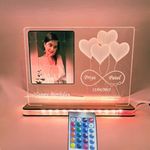 SHAYONA Acrylic Personalized Happy Birthday LED 3D Illusion Photo Night Lamp With Infinity Love Sign For Mother Wife Girlfriend Kids Birthday And Valentine Day (Multicolour) - 24 Cm